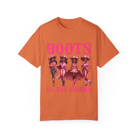 Unisex Garment-Dyed T-shirt: "Boots on the Ground" Vintage Western Style Tee