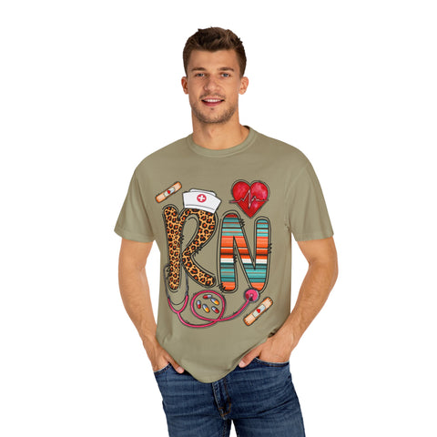 RN Nurse Graphic T-Shirt - Cute Leopard Print Design for Healthcare Workers