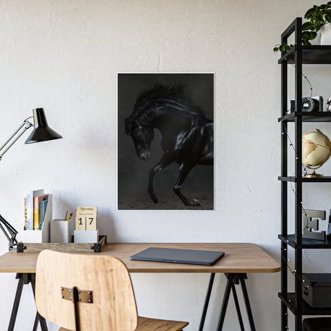 Elegant Horse Gloss Poster - Dramatic Equine Art for Home Decor
