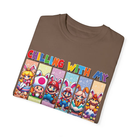 Chilling with My Peeps Unisex Garment-Dyed T-Shirt | Fun Graphic Tee for Friends