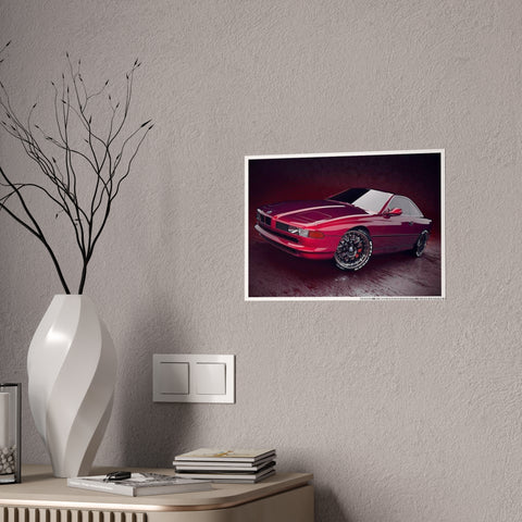 Glossy Car Art Poster - Sleek Red Sports Car Decor for Auto Enthusiasts