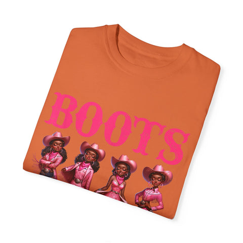 Unisex Garment-Dyed T-shirt: "Boots on the Ground" Vintage Western Style Tee