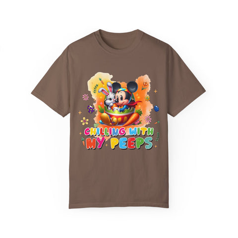 Chilling With My Peeps Unisex Garment-Dyed T-shirt | Fun Easter Graphic Tee