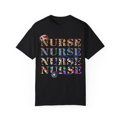 Colorful Nurse T-Shirt - Unisex Garment-Dyed Tee for Healthcare Workers
