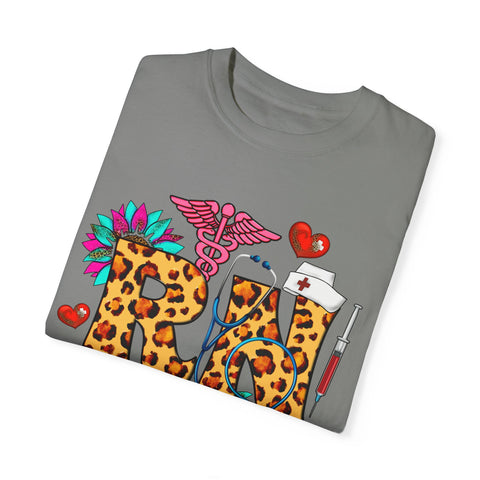 Trendy RN Graphic T-Shirt for Nurses - Garment-Dyed Unisex Tee