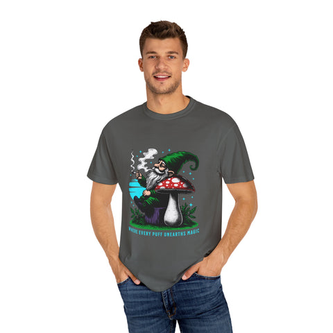 Magic Gnome T-shirt - Where Every Puff Unearths Magic | Unisex Garment-Dyed Tee for Nature Lovers