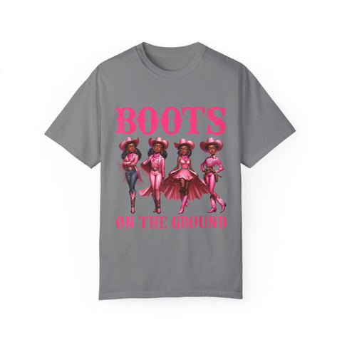Unisex Garment-Dyed T-shirt: "Boots on the Ground" Vintage Western Style Tee