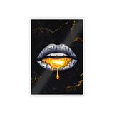 Glossy Wall Art - Luxe Lips with Gold Drip Poster