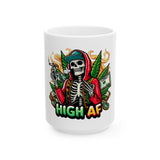 High AF Skeleton Ceramic Mug - 11oz & 15oz | Unique Gift for Smokers & Chill Lovers