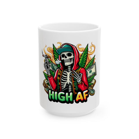 High AF Skeleton Ceramic Mug - 11oz & 15oz | Unique Gift for Smokers & Chill Lovers