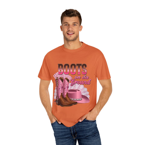 Unisex Garment-Dyed T-shirt - "Boots on the Ground" Country Style Tee