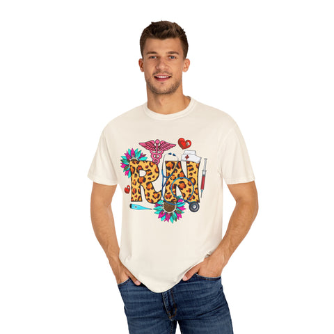 Trendy RN Graphic T-Shirt for Nurses - Garment-Dyed Unisex Tee