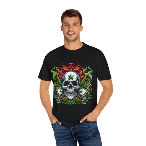 Unisex Skull & Cannabis Graphic T-Shirt - Edgy Streetwear Style