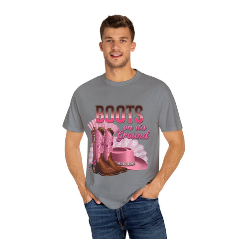 Unisex Garment-Dyed T-shirt - "Boots on the Ground" Country Style Tee