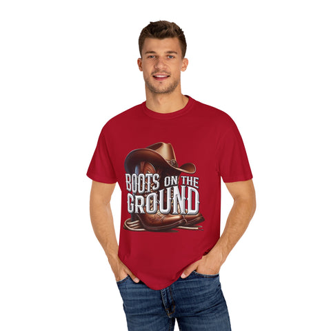 Unisex Garment-Dyed T-Shirt - 'Boots on the Ground' Country Lifestyle Tee