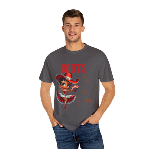 Boots On The Ground Unisex Garment-Dyed T-Shirt - Fun Western Style Tee for Festival Season