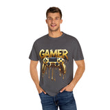 Gamer Gold Drip T-Shirt – Unisex Garment-Dyed Tee for Gaming Enthusiasts