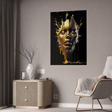 Glossy Art Poster - Golden Melting Woman Face - Modern Wall Decor