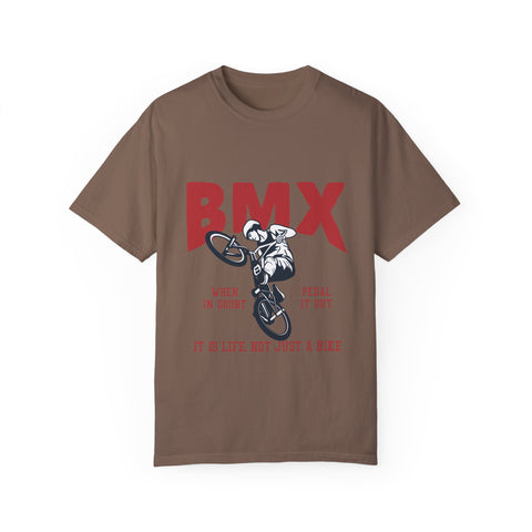 BMX Unisex Garment-Dyed T-Shirt - "When in Doubt Pedal It Out"