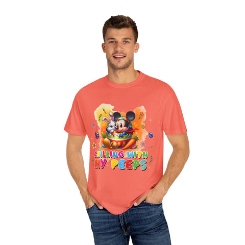 Chilling With My Peeps Unisex Garment-Dyed T-shirt | Fun Easter Graphic Tee