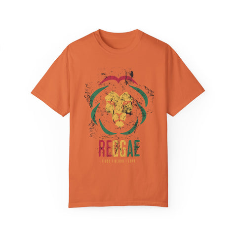 Reggae Lion Unisex Garment-Dyed T-Shirt - I Red I Blood I Love