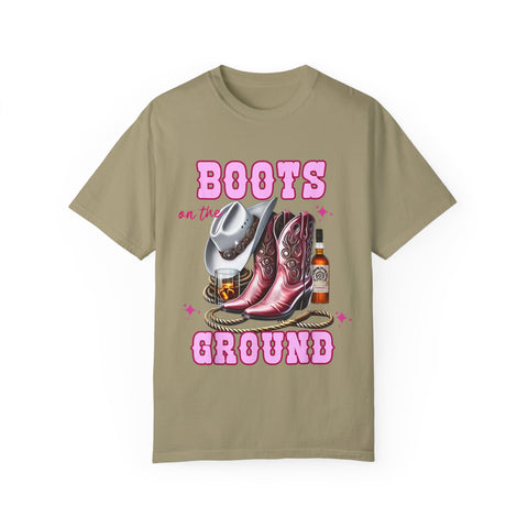Unisex Garment-Dyed T-shirt - "Boots on the Ground" Country Vibe Tee