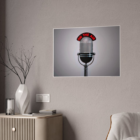 Retro Microphone Wall Art Poster - 'On The Air' Decor for Music Lovers