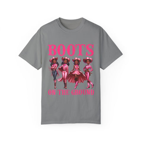 Unisex Garment-Dyed T-shirt: "Boots on the Ground" Vintage Western Style Tee