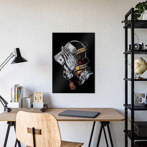 Glossy Prayer Art Poster - "Gracias Dios" Wall Decor