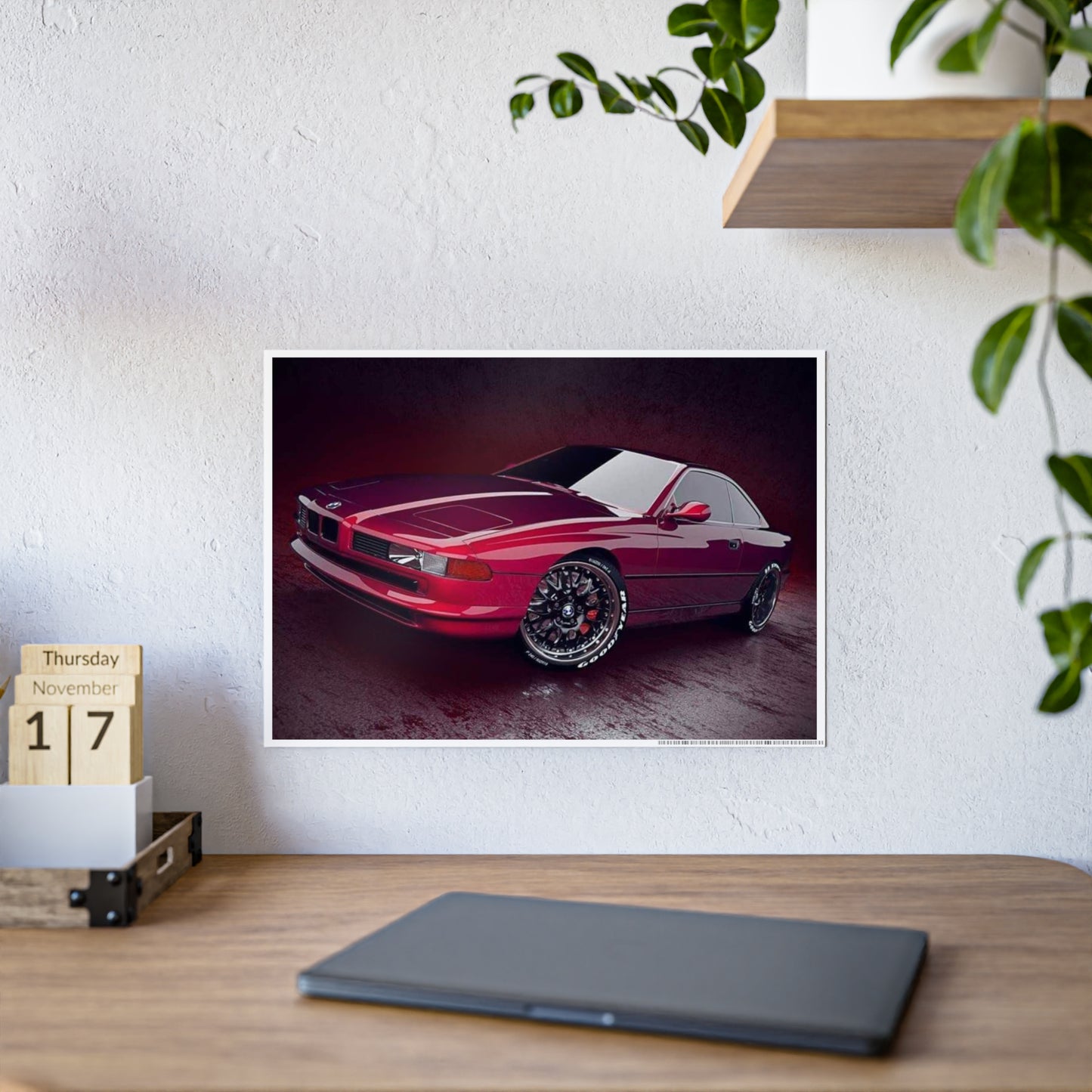 Glossy Car Art Poster - Sleek Red Sports Car Decor for Auto Enthusiasts