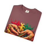 Vibrant Herbal Tees - Unisex Garment-Dyed T-shirt with Hand Rolling Design