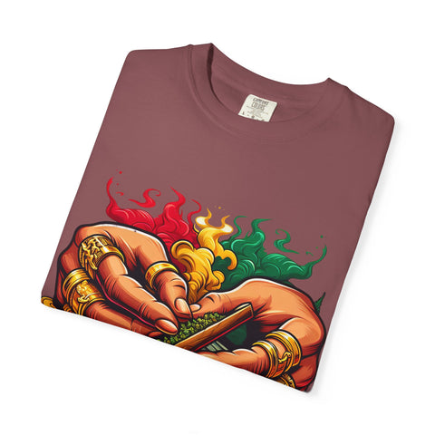 Vibrant Herbal Tees - Unisex Garment-Dyed T-shirt with Hand Rolling Design