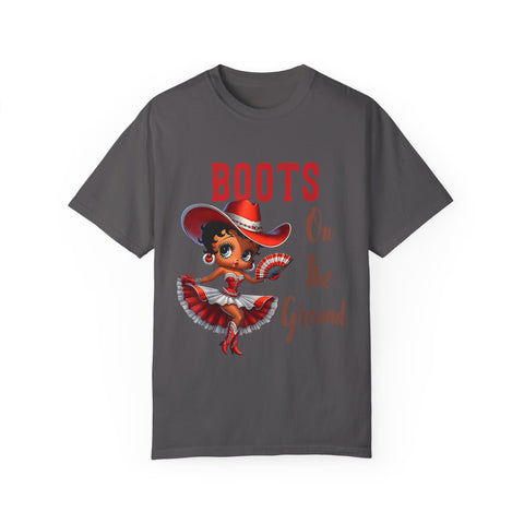 Boots On The Ground Unisex Garment-Dyed T-Shirt - Fun Western Style Tee for Festival Season