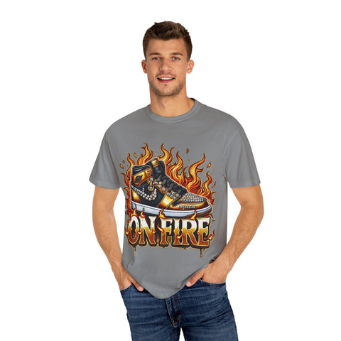 Unisex Garment-Dyed T-Shirt - 'On Fire' Graphic Tee for Sneaker Enthusiasts