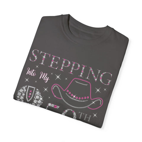 50th Birthday T-Shirt - Stepping Into My 50th with My Boots on the Ground