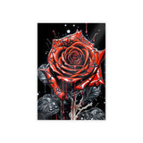 Decorative Gloss Poster - Red Rose with Dripping Paint Art