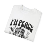 Unisex Garment-Dyed Peace T-Shirt - Vintage Style for Calm Living