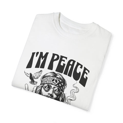 Unisex Garment-Dyed Peace T-Shirt - Vintage Style for Calm Living
