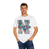Nurse Floral Monogram T-Shirt - Unisex Garment-Dyed Style