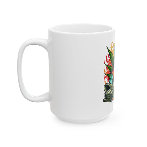 Cool Skeleton Weed Ceramic Mug - Stylish 11oz & 15oz Coffee Cup for Stoners
