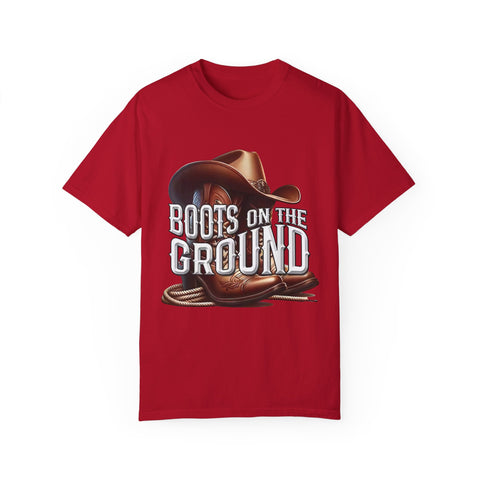 Unisex Garment-Dyed T-Shirt - 'Boots on the Ground' Country Lifestyle Tee