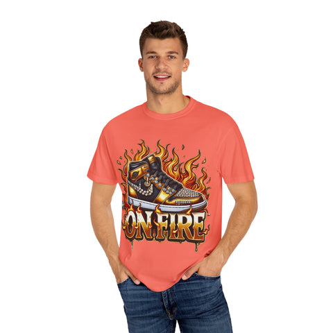 Unisex Garment-Dyed T-Shirt - 'On Fire' Graphic Tee for Sneaker Enthusiasts