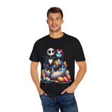 Cute Couples Halloween T-Shirt - Unisex Garment-Dyed Tee with Skeleton & Monster Designs
