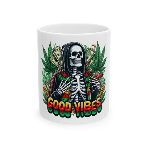 Good Vibes Ceramic Mug - 11oz & 15oz, Perfect for Relaxation and Gifting