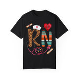 RN Nurse Graphic T-Shirt - Cute Leopard Print Design for Healthcare Workers