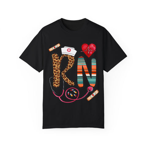 RN Nurse Graphic T-Shirt - Cute Leopard Print Design for Healthcare Workers