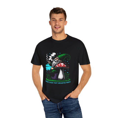 Magic Gnome T-shirt - Where Every Puff Unearths Magic | Unisex Garment-Dyed Tee for Nature Lovers