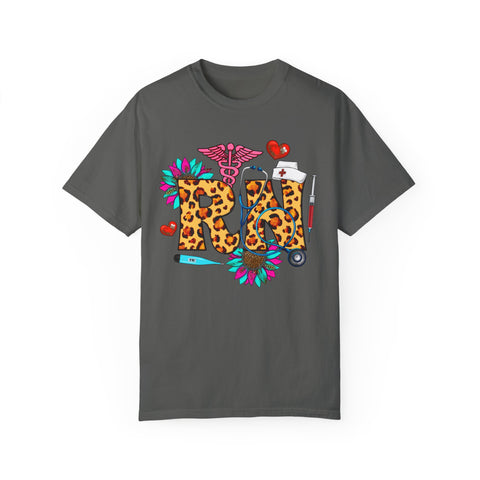 Trendy RN Graphic T-Shirt for Nurses - Garment-Dyed Unisex Tee