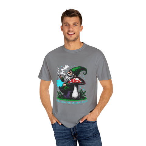 Magic Gnome T-shirt - Where Every Puff Unearths Magic | Unisex Garment-Dyed Tee for Nature Lovers
