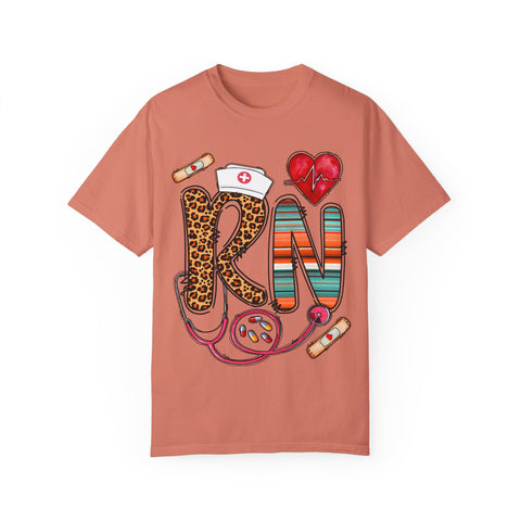 RN Nurse Graphic T-Shirt - Cute Leopard Print Design for Healthcare Workers